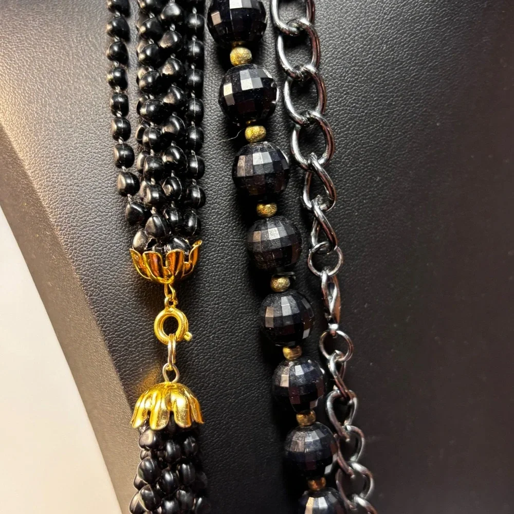Necklace Lot Black Metal Acrylic Beads Retro Boho Goth - Picture 2 of 11